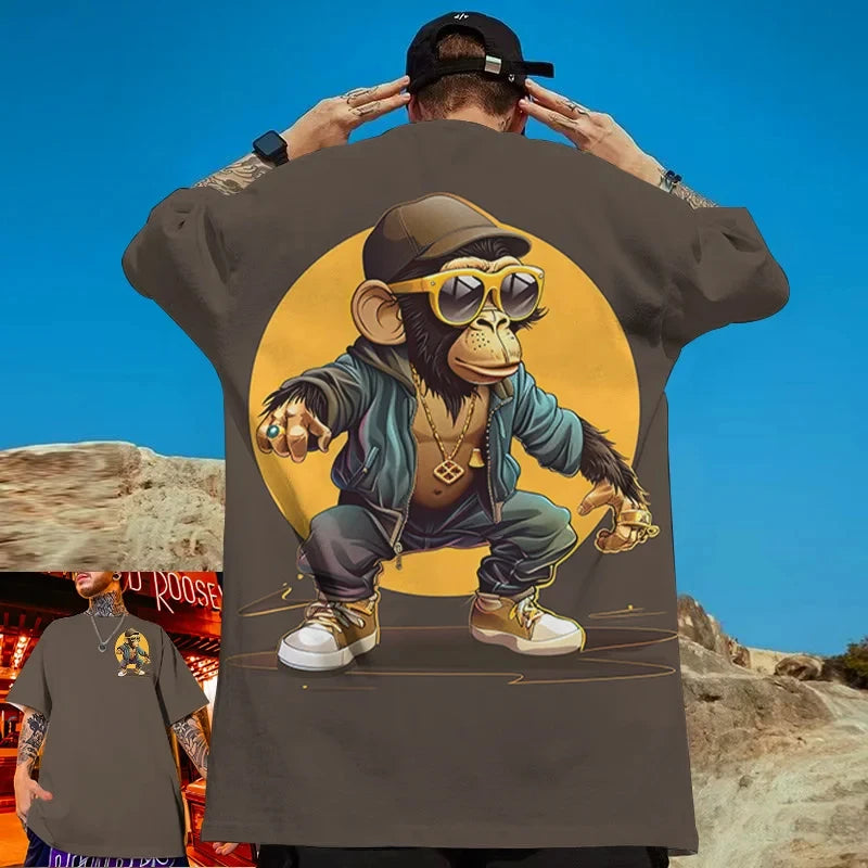 Men's 3D Gorilla Monkey Print T-Shirt, Punk Style, Casual Summer Wear