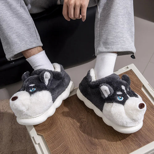 Cute Cartoon Dog Indoor Cotton Slippers - Warm and Cozy for Winter