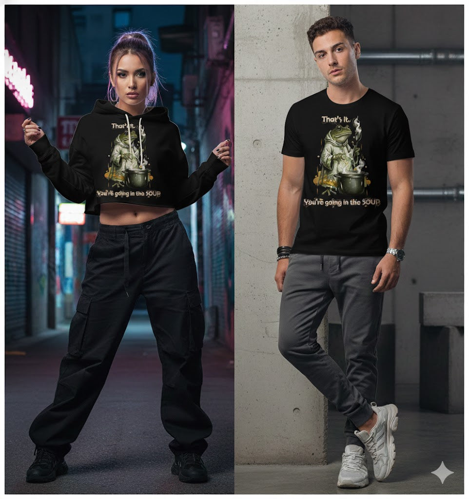 Urban Frog Alchemist - 3D Graffiti Art Premium Crop Hoodie