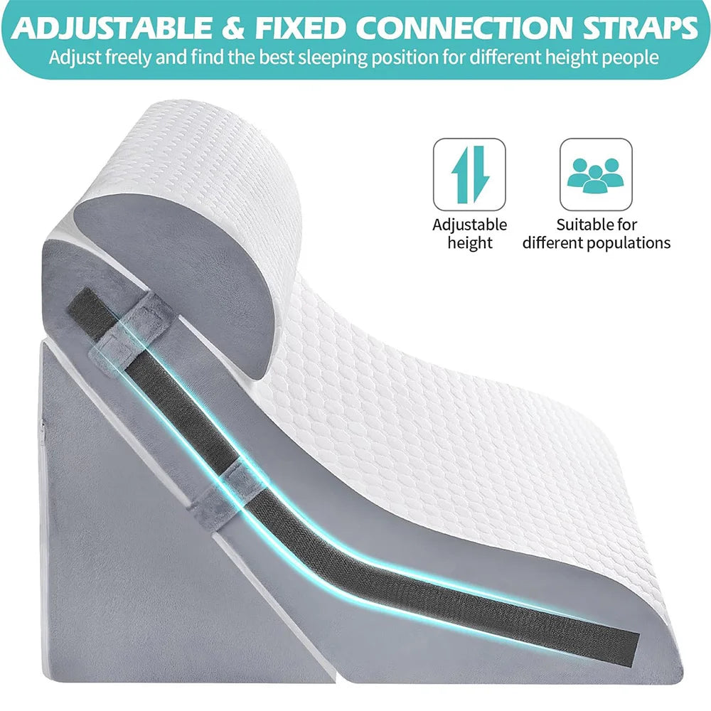 3 in 1 Memory Foam Wedge Pillow Set Ergonomic Sleeping Triangle Pillow for Neck Back Shoulder Pain Relief Anti Acid Reflux