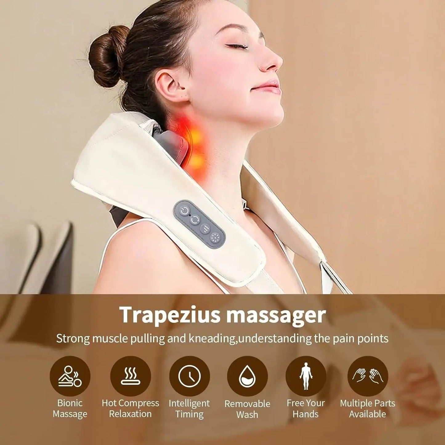 The "Unwind" Revolution: Wireless 4D Shiatsu Massager – Your Personal Therapist for Neck, Shoulder, and Trapezius Relief