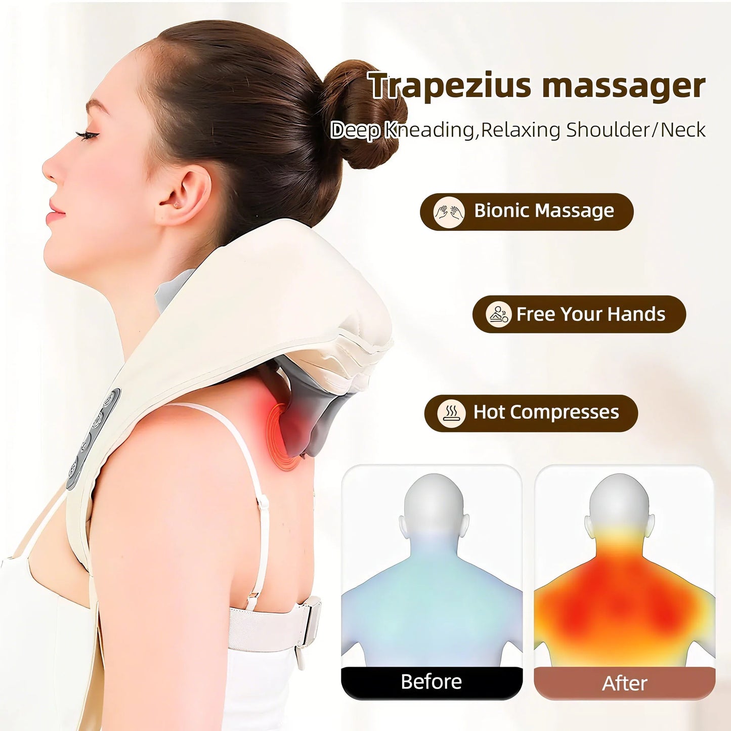 The "Unwind" Revolution: Wireless 4D Shiatsu Massager – Your Personal Therapist for Neck, Shoulder, and Trapezius Relief