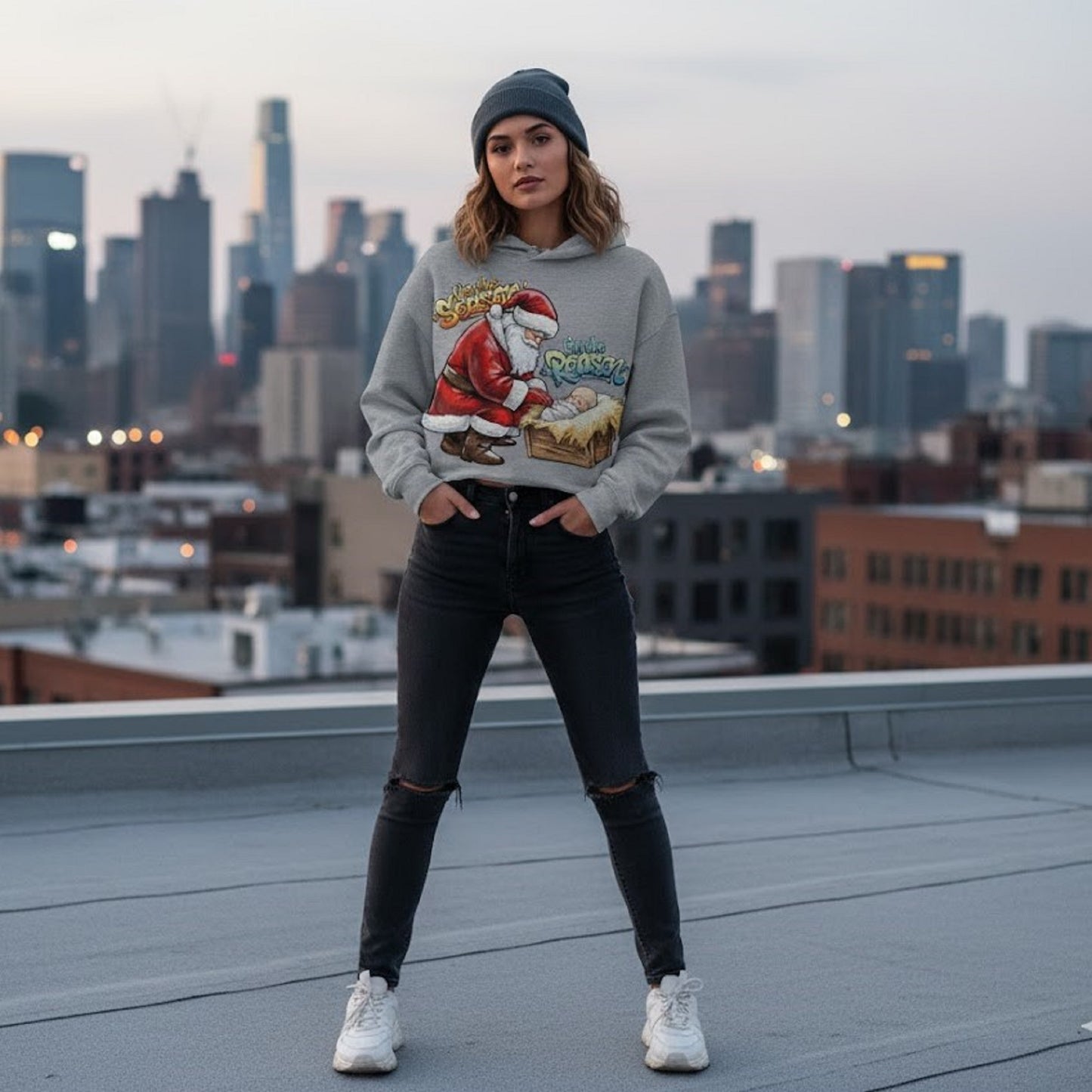 The Reason & The Season: Premium Graffiti Art Crop Hoodie
