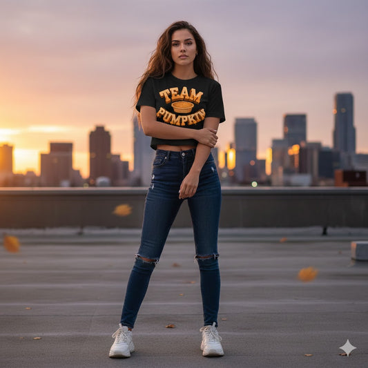 Team Pumpkin 3D Graffiti T-Shirt - Retro Fall Streetwear - Cozy Autumn Vibes Graphic Tee